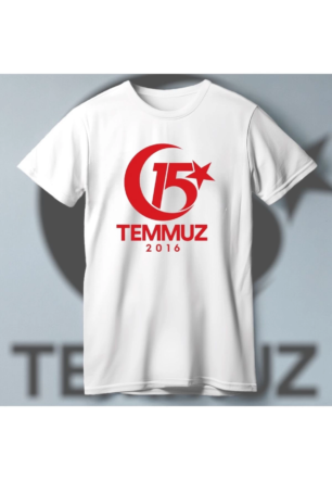 15 Temmuza Özel Tasarım 2016 Baskılı T-shirt - Beyaz