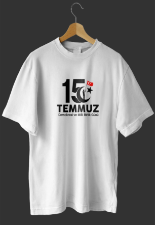 15 Temmuza Özel Tasarım Baskılı T-shirt - Beyaz