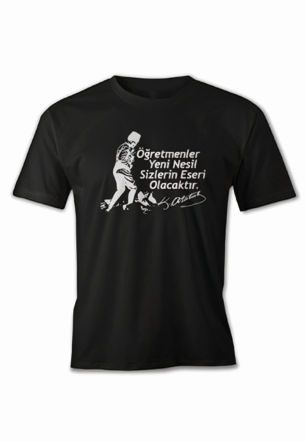 24 Kasım Öğretmenler Baskılı T-shirt - Siyah