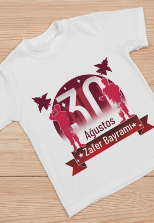30 Ağustos Unisex Baskılı T-shirt - Beyaz
