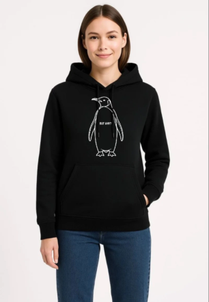 Kadın Nihilist Penguen Özel Tasarım Oversize Kapüşonlu Sweatshirt - Siyah