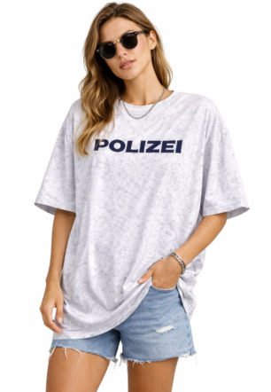 Kadın Asit Yıkamalı Oversize Tişört ön ve Arkası Baskılı %100 Pamuk Street Style T-Shirt - Beyaz