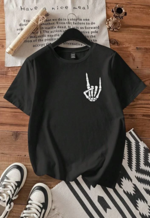 Kadın Baskılı Kısa kol T-shirt - Siyah