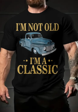Erkek Araba Baskılı Kısa kol t-shirt - Siyah
