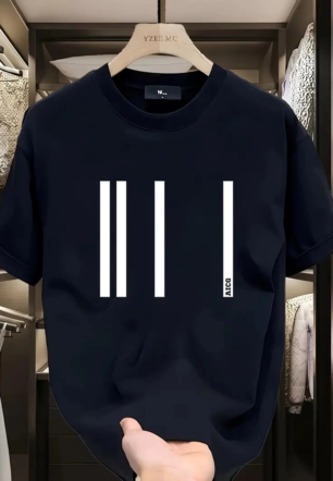 Kadın Baskılı Bisiklet Yaka Ovarsize Kısa kol T-shirt - Siyah