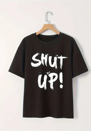 Kadın Baskılı Oversize Bisiklet Yaka Kısa Kol Yazlık T-shirt - Siyah