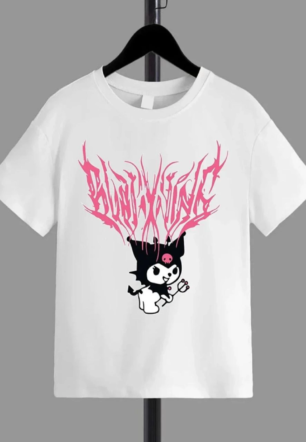 Kız Çocuk Bisiklet Yaka Baskılı T-Shirt - Beyaz