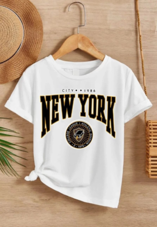 Çocuk Unisex Baskılı T-Shirt - Beyaz