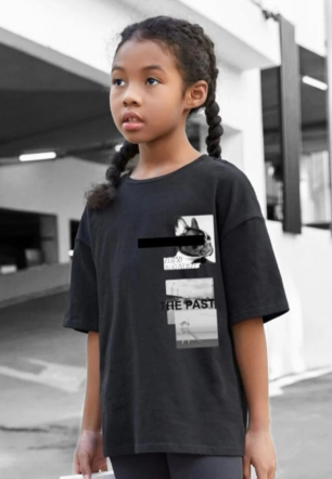 Çocuk Unisex Baskılı T-Shirt - Siyah