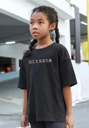 Çocuk Unisex Baskılı T-Shirt - Siyah