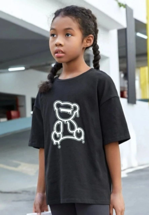 Çocuk Unisex Baskılı T-Shirt - Siyah