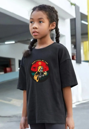 Çocuk Unisex Baskılı T-Shirt - Siyah