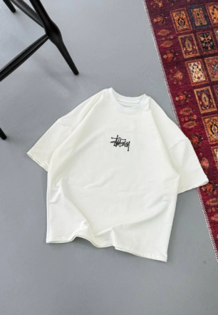 Erkek Baskılı Kısa kollu Oversize tişort - Beyaz