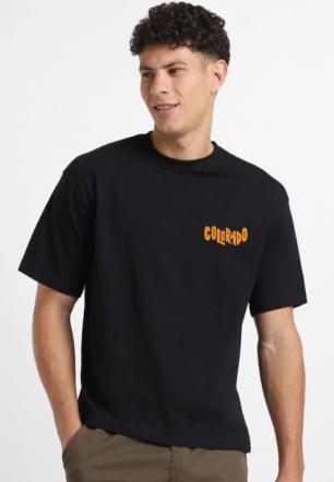 Erkek Baskılı Oversize Kısa kol  T-shirt - Siyah