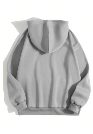 Erkek Düz Kapüşonlu  üç iplik pamuklu sweatshirt   - Boyalı Gri