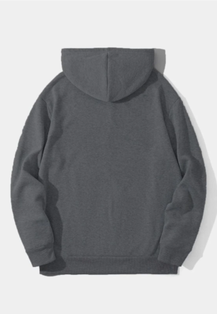 Erkek Düz Kapüşonlu üç iplik pamuklu sweatshirt  - Füme