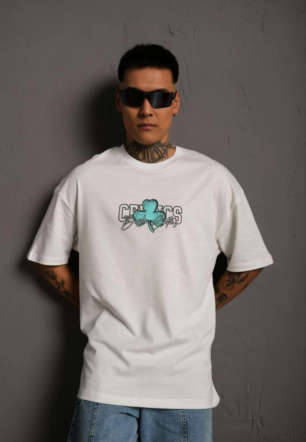 Erkek Sırt Baskılı  Kısa kol T-shirt - Beyaz