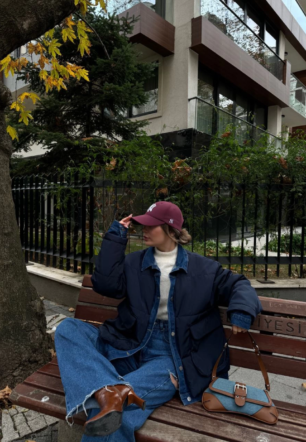 Kadın Jeans Detaylı Cıtcıtlı Ceket Mont - Lacivert