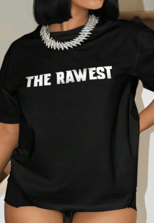 Kadın Baskılı Oversize Kısa kol  T-shirt - Siyah