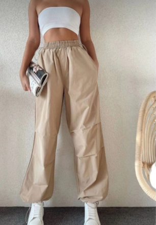 Kadın Cepli Paraşut Pantalon - Bej