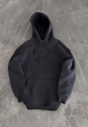 Kadın Kapüşonlu Üç İplik Penye Basic SweatShirt - Füme
