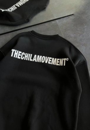 Kadın üç iplik Kışlık Bisiklet Yaka Oversize Baskılı SweatShirt - Siyah