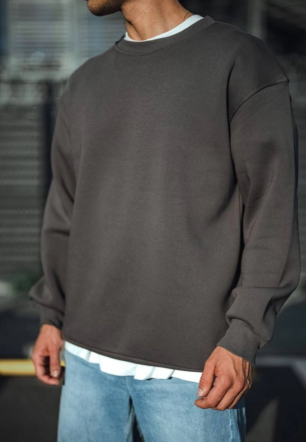 Erkek Kışlık Bisiklet Yaka Üç İplik Basic SweatShirt - Antrasit