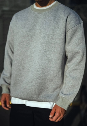 Erkek Kışlık Bisiklet Yaka Üç İplik Basic SweatShirt - Gri