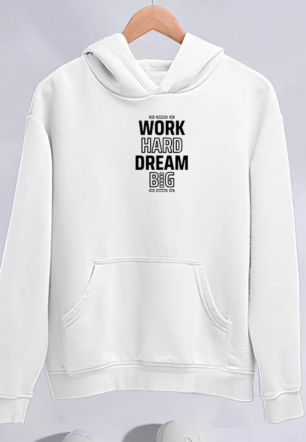 Kadın Kışlık Üç İplik Pamuklu Kapüşonlu SweatShirt - Beyaz