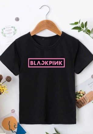 Kız Çocuk Bisiklet Yaka Baskılı T-Shirt - Siyah