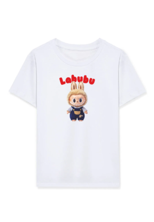 Kız Labubu Çocuk Baskılı T-Shirt - Beyaz