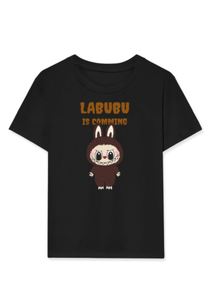 Kız Labubu Çocuk Baskılı T-Shirt - Siyah