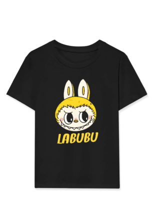 Kız Labubu Çocuk Baskılı T-Shirt - Siyah