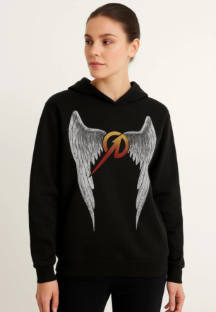 Metallica İki İplik Kapüşonlu Ön ve Arka Baskılı hoodie - Siyah