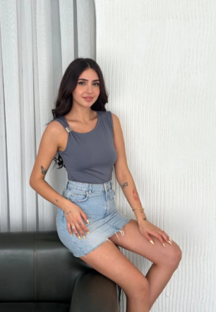 Osy Modal Yumuşak Dokulu Bisiklet Yaka Kadın Sıfır Kol Bluz Omuz Toka Aksesuar - Antrasit
