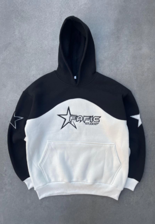 Parçalı Nakış İşlemelı Kapüşonlu SweatShirt - Siyah