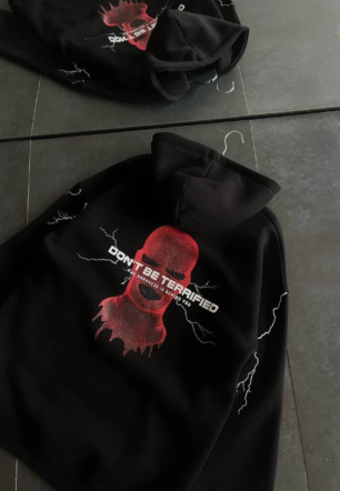 Kadın Üç İplik Kapüşonlu Baskılı Oversize SweatShirt- Siyah