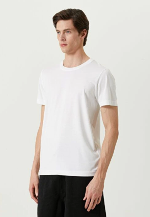 ERKEK Basic Bisiklet Yaka Regular Kısa kol  T-Shirt - Beyaz