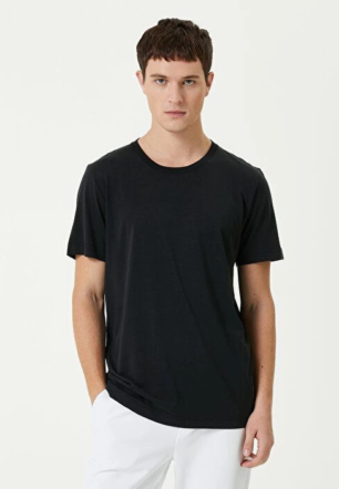ERKEK Basic Bisiklet Yaka Regular Kısa kol  T-Shirt - Siyah