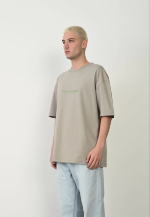 Erkek Baskılı T-Shirt Kısa Kol Bisiklet Yaka Rahat Kalıp Tişört  - Boyalı Gri