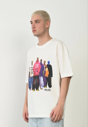 Erkek Baskılı T-Shirt Kısa Kol Bisiklet Yaka Rahat Kalıp Tişört  - Beyaz