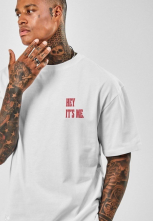 ERKEK Baskılı Oversize iKısa kol T-Shirt - Beyaz