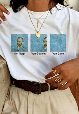 Kadın Baskılı Oversize kısa kol T-Shirt - Beyaz