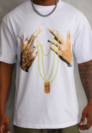 Erkek Baskılı T-Shirt Kısa Kol Bisiklet Yaka Rahat Kalıp Tişört - Beyaz