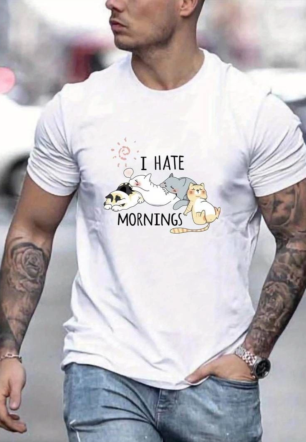ERKEK Baskılı Oversize T-Shirt - Beyaz
