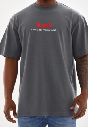 Erkek Baskılı T-Shirt Kısa Kol Bisiklet Yaka Rahat Kalıp Tişört - Füme