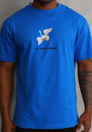 Erkek Baskılı T-Shirt Kısa Kol Bisiklet Yaka Rahat Kalıp Tişört - Mavi