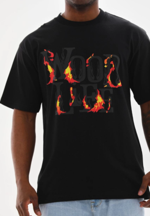 Erkek Baskılı T-Shirt Kısa Kol Bisiklet Yaka Rahat Kalıp Tişört - Siyah