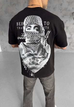 ERKEK Baskılı  Kısa kol  T-Shirt - Siyah
