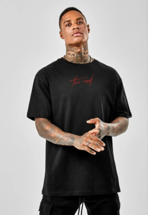 ERKEK Baskılı Oversize T-Shirt - Siyah